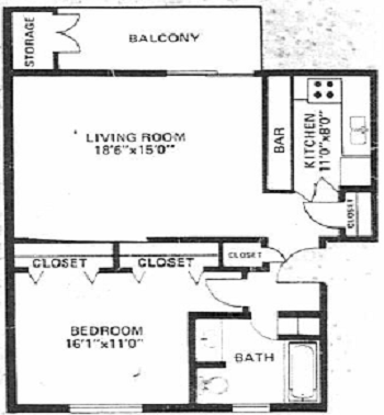 Elkhart Green Apartments studio floor plan in Elkhart, IN
