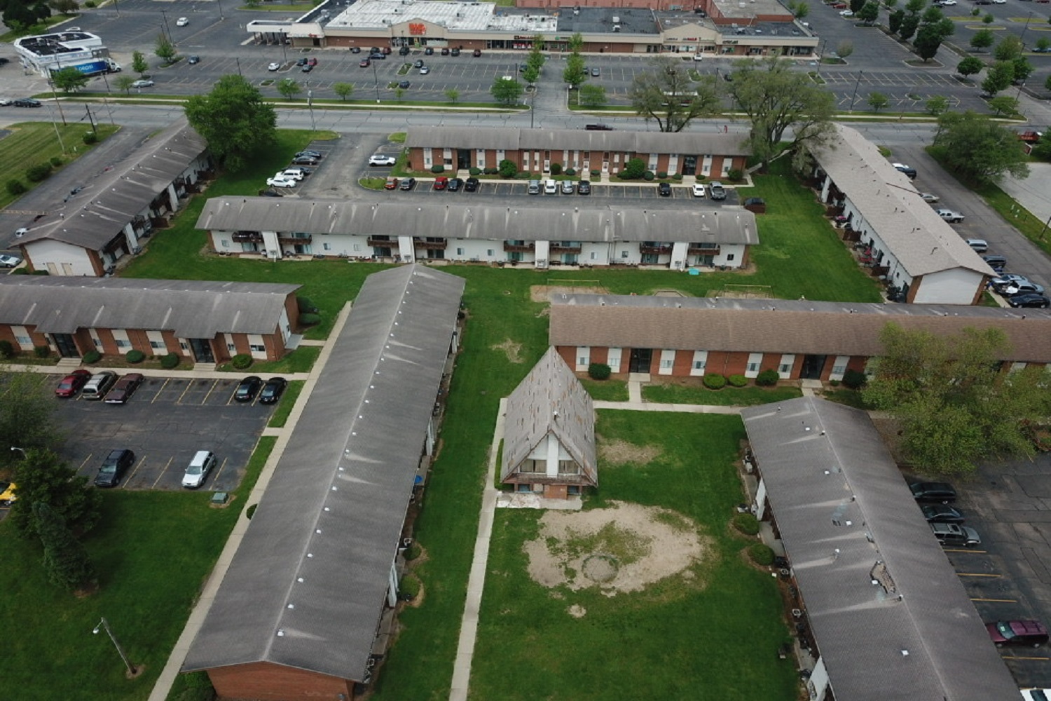 Elkhart Green Apartments aerial view in Elkhart, IN
